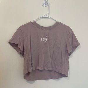 Love Peace & Lazy Day’s Purple Cropped Shirt